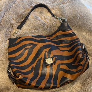 Dooney & Bourke Zebra Stripe Hobo Bag - Black and Brown